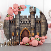 Lofaris Cartoon Retro Medieval Castle Round Birthday Backdrop